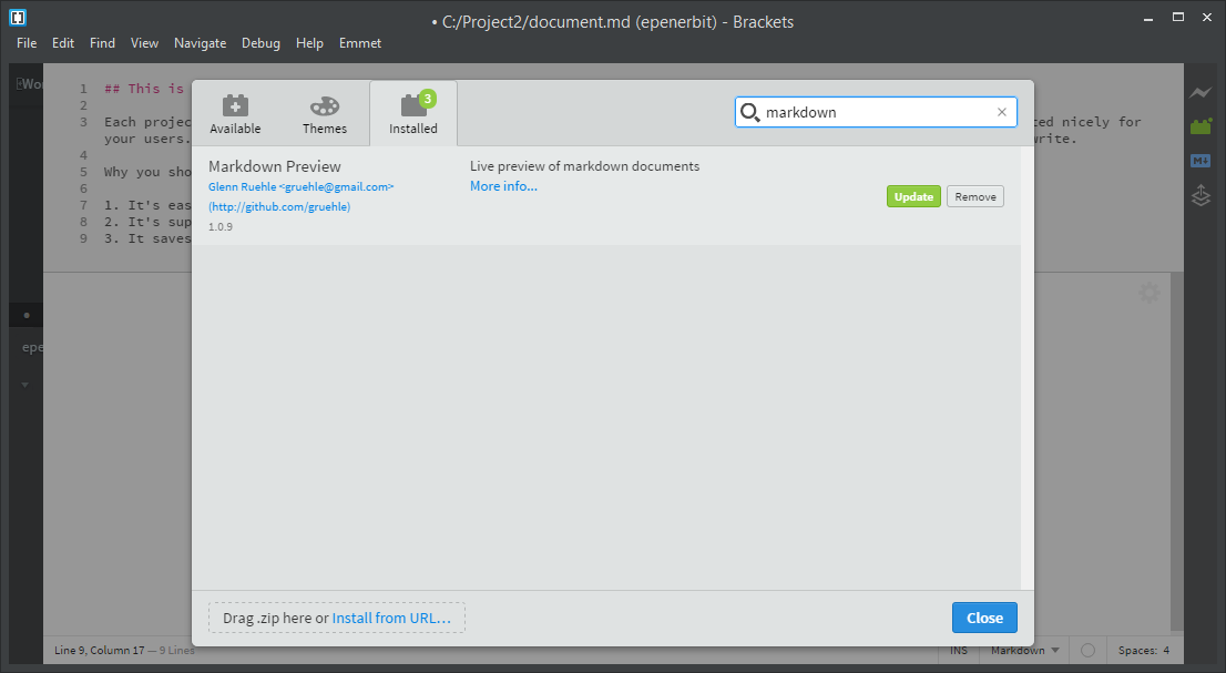 bracket-markdown-preview-extension