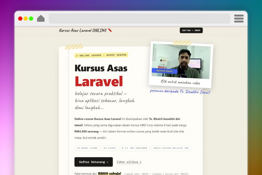 Kursus Asas Laravel Online