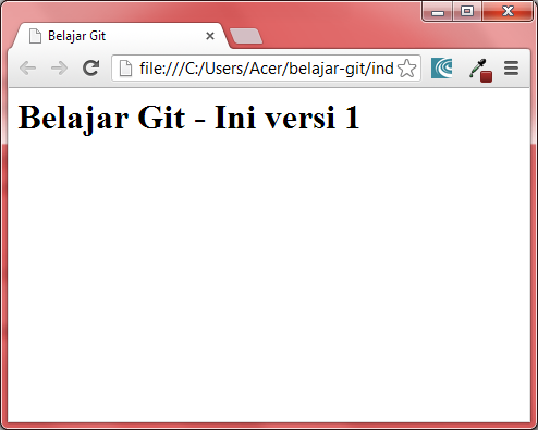 Kelihatan di Chrome setelah git checkout